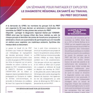Un séminaire pour partager et exploiter le diagnostic en santé au travail du PRST3 Occitanie - Synthèse du séminaire