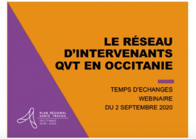 Septembre 2020 – Webinaire d’échanges du réseau d’intervenants QVT en Occitanie