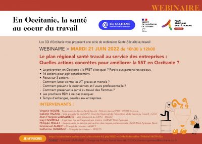 Webinaire : Le plan régional santé travail au service des entreprises : Quelles actions concrètes pour améliorer la SST en Occitanie ?