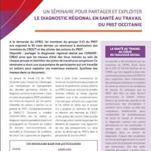 Le diagnostic régional en santé au travail du PRST3 Occitanie : Synthèse du séminaire